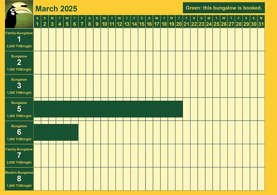 Bookings for March 2025