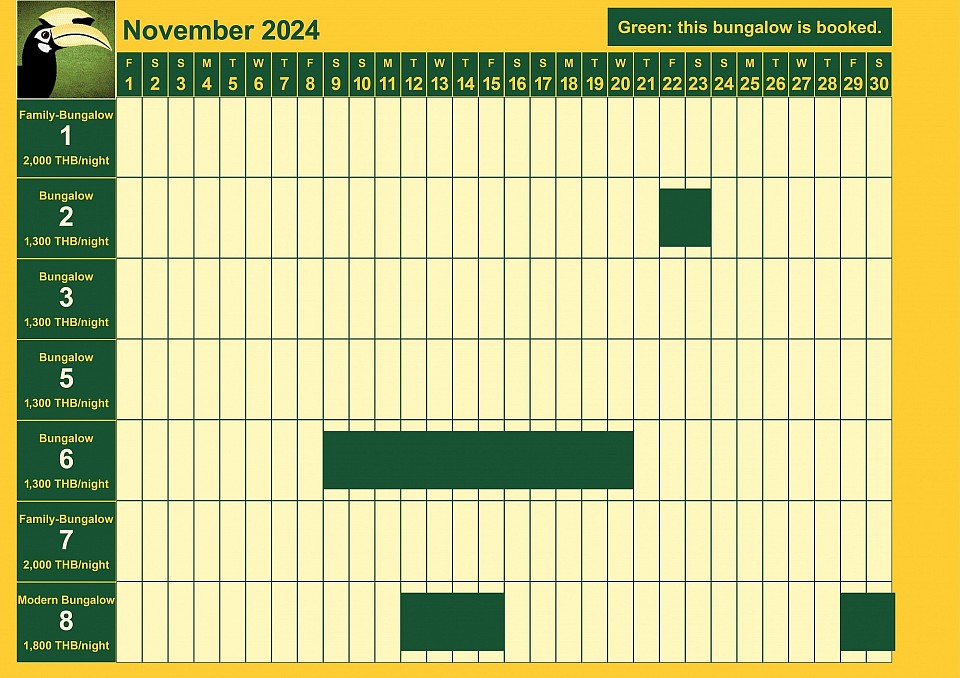 Bookings for November 2024