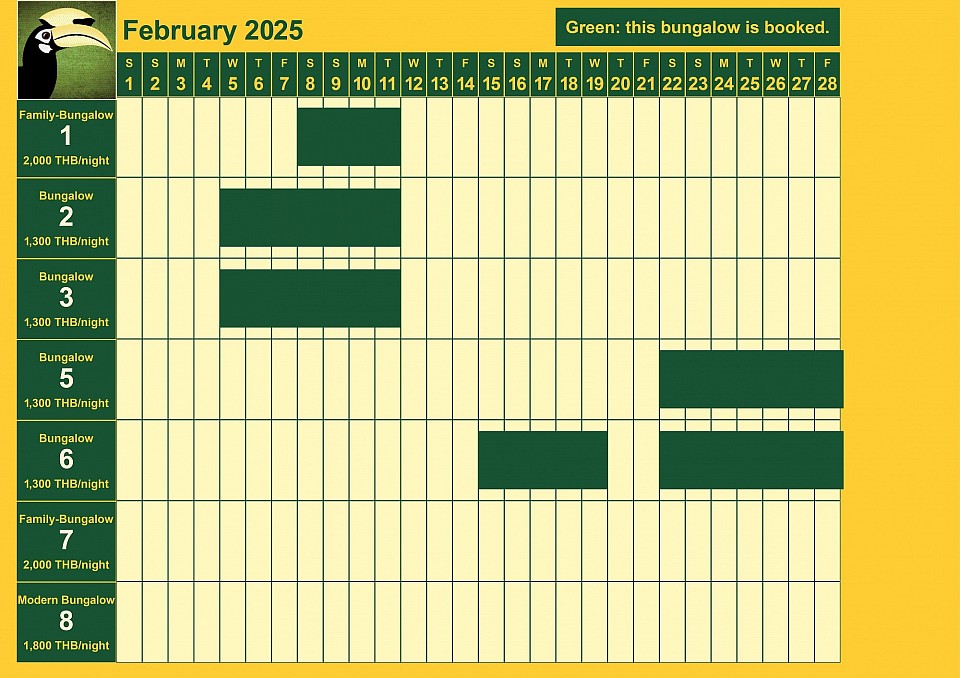 Bookings for February 2025