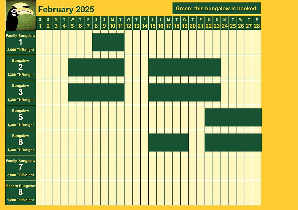 Bookings for February 2025